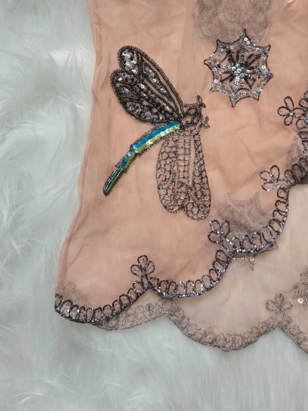 Vintage Fairycore Matthew Williamson Sheer Dragonfly Blush Pink Vest - Picture 4 of 8